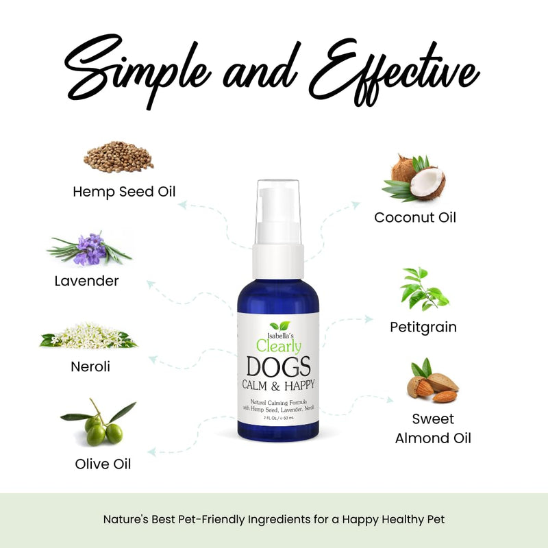 Natural CALM & HAPPY Oil for Dogs - Pet Safe Essential Oils with Lavender, Petitgrain and Neroli - Calming and Soothing for Stress, Anxiety, Hyperactivity | Natural Pet Product Made in USA