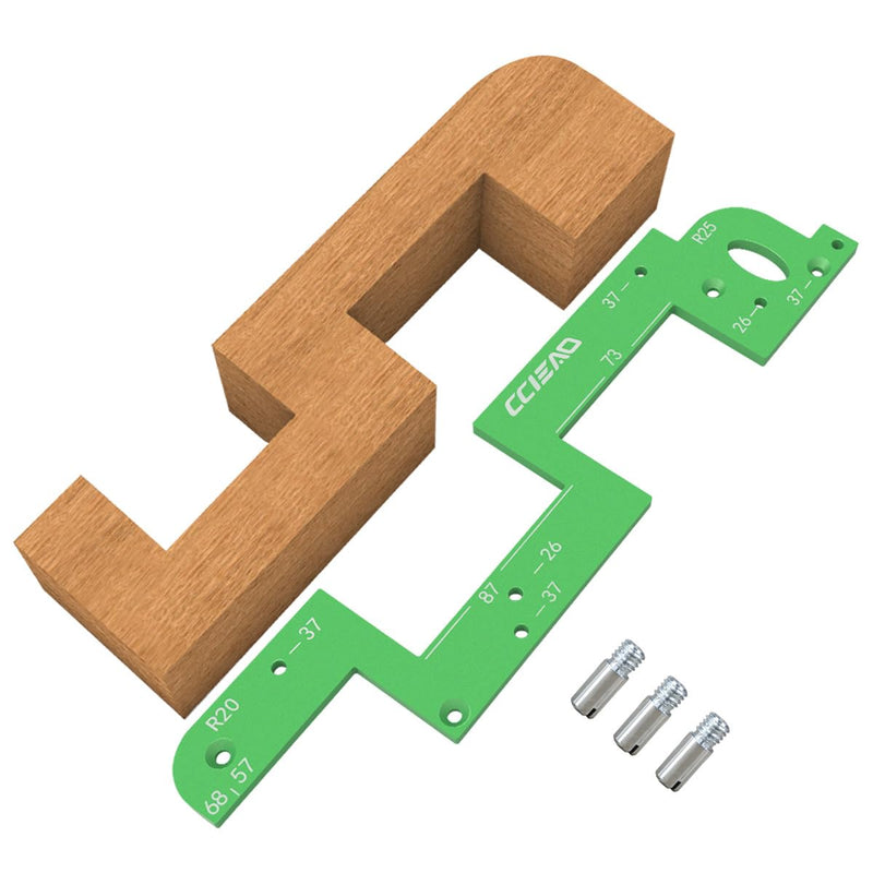 Stable Arc Grooving Auxiliary Tool with Round Corner Radius Templates R20/R25, Aluminum Alloy Handle-Free Slotting Locator Jig Punch Positioning Fixture for Wardrobes and Kitchen Cabinets