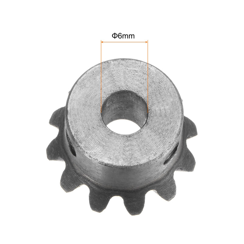 HARFINGTON 2pcs Bevel Gear 1M 12 Teeth 6mm Shaft Hole 1:1 Tapered Bevel Pinion Gear 45# Steel 2 Module 90 Degree Steering Gear, for Hardware Mechanical Rotation