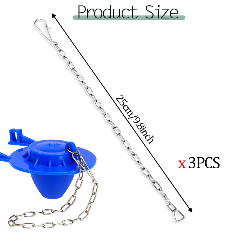 3 Pcs Toilet Bowl Chain Replacement Toilet Flapper Chain Stainless Steel Universal Flapper Chain Replacement Kit Toilet Lift Chain Replacement with Hook Toilet Pump Flush Flapper Chain 3 Pcs