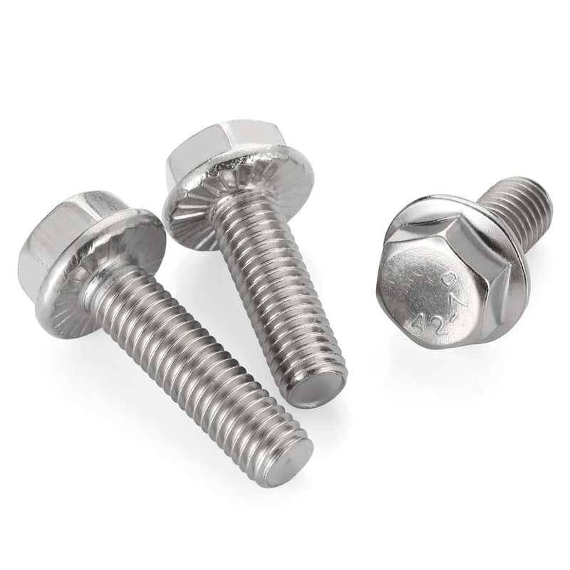 1/4-20 x 1 Flanged Hex Head Bolts Flange Hexagon Screws, Stainless Steel 304, Fully Threaded, 25 PCS 1/4-20 x 1"