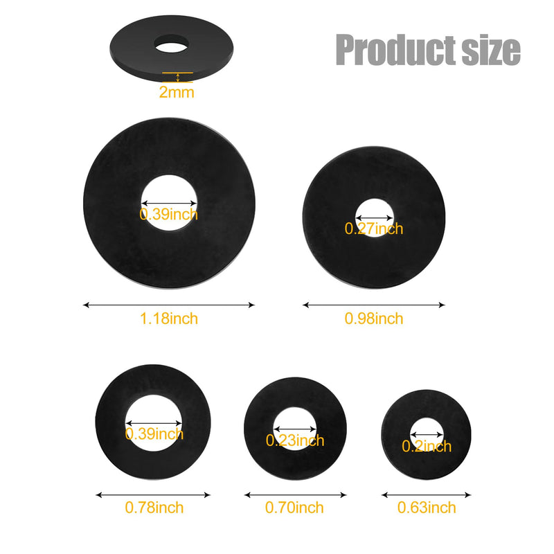 50 Pcs Rubber Washers Assortment Kit 16/18/20/25/30mm (5 Sizes) Black Rubber Washers Vibration Absorbing Pads Faucet Washers for Household Faucets Garden Hoses Screws and Bolts 5 Sizes 50
