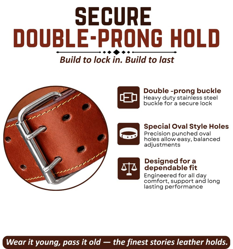 Leather Work Belt Tool Belt (Tan, 35"-45") | Real Grain Leather, No Joint Belt Tan 35"-45"