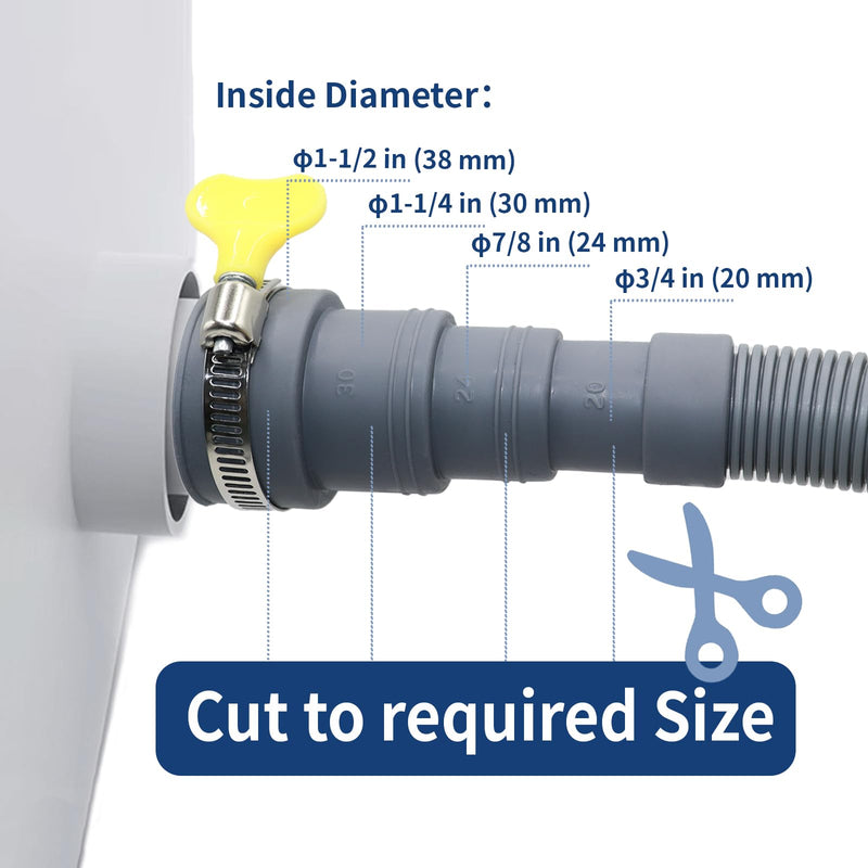 3.2 FT Washing Machine Drain Hose, Flexible Dishwasher Drain Hose Extension Kit, Universal Washer Drain Hose, Corrugated Washer Hose with 1 Adapter, 2 Hose Clamps, 1 U-Bend Hose Holder 3.2 FT