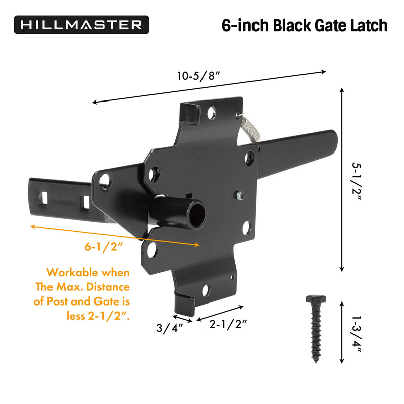 Heavy Duty Self-Locking Gate Latch for Wooden Fence, Post Mount Automatic Gate Lock Gravity Door Latch Hardware for Secure Pool, Outdoor Garden, Metal Gates Vinyl Fences, Black Finish
