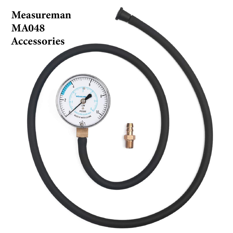 MEASUREMAN Natural Gas or LP Gas Manifold Pressure Test Accessories Kit, 2X 40 Rubber Hose, 1/8" NPT Male Brass Fitting for Replacement