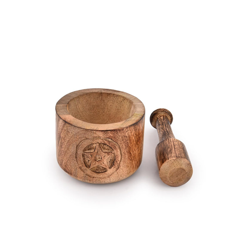 Kaizen Casa Wooden Mortar and Pestle Garlic Masher Hand Grinder Crusher Kitchen Gadgets
