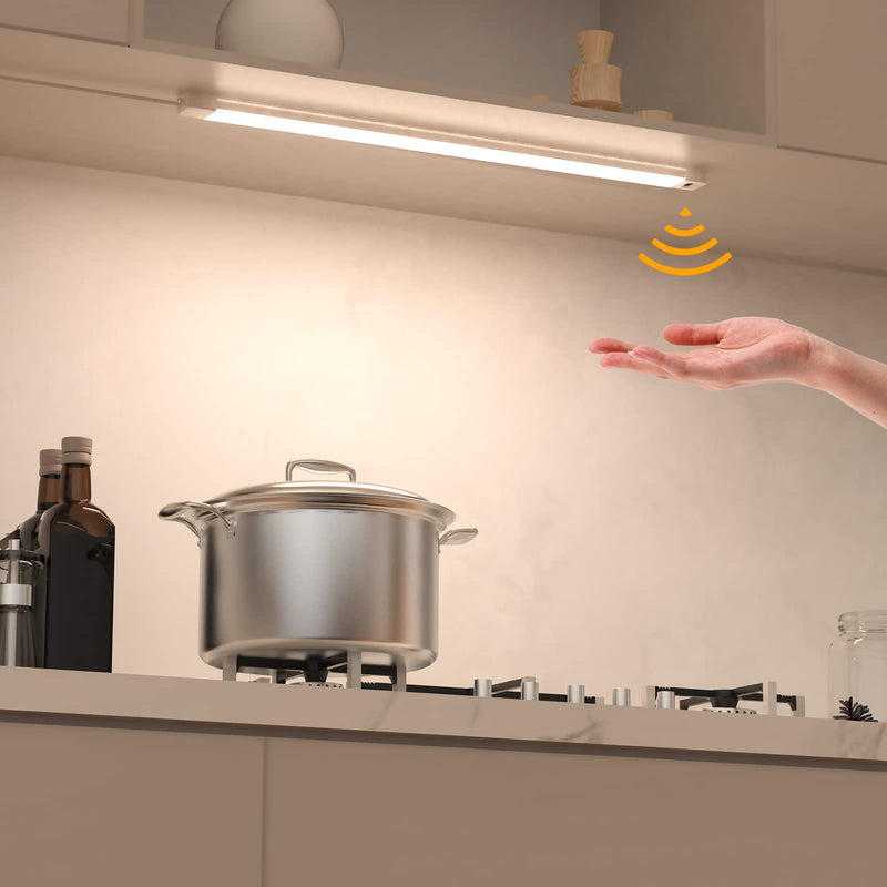 MYPLUS 16 Inch Under Cabinet Lights with Hand Wave, Under Counter Lighting 4000K Natural White,Dimmable,Plug and Play,LED Lights for Kitchen Cabinet, Cupboard, Closet, Desk 16" one-pack