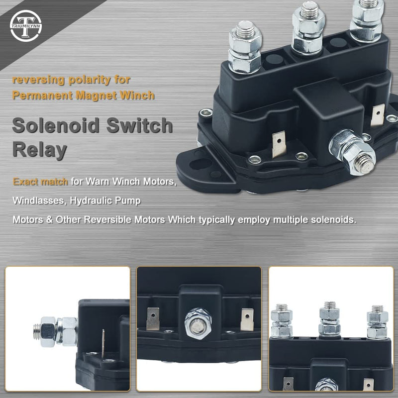 Winch Motor Reversing Solenoid Relay Switch Intermittent Duty Replace Trombetta 214-1211A11 / 214-1211A11-06/214-1211A51 / 214-1211/214-1231-A11, 24450, 24450BX 6 Terminal 12VDC 1
