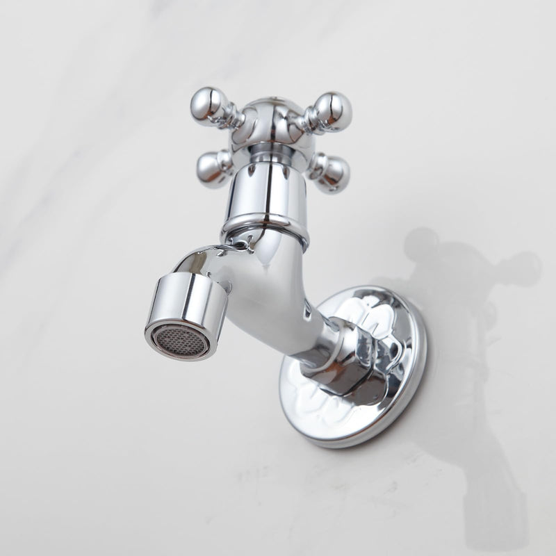 Chrome Brass Wall Mounted Balcony Mop Sink Faucet Brass Single Handle Cold Garden, Laundry Utility Faucets Chrome