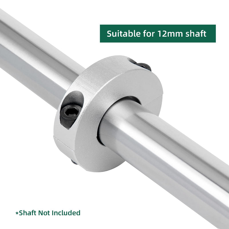 (Pack of 4) Split Shaft Collar Bore 12mm, Aluminum Alloy Two Halves Clamping Collar for Shaft, 30mm OD, 10mm Thickness, with M4 Set Screws 12mm Bore Size