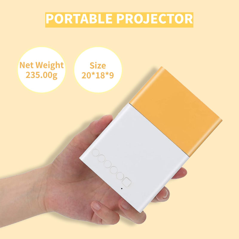 EBTOOLS Mini Projector, LCD 1080P Full HD Portable, White And Yellow, Supports 24-60 Inch Projection, AV, VGA, HDMI, USB Compatible