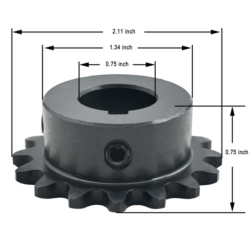 #35 Roller Chain Sprocket Type B 3/4 inch Bore 16 Tooth, Hardened Antirust 1045 Steel Drive Sprockets 35B16-3/4