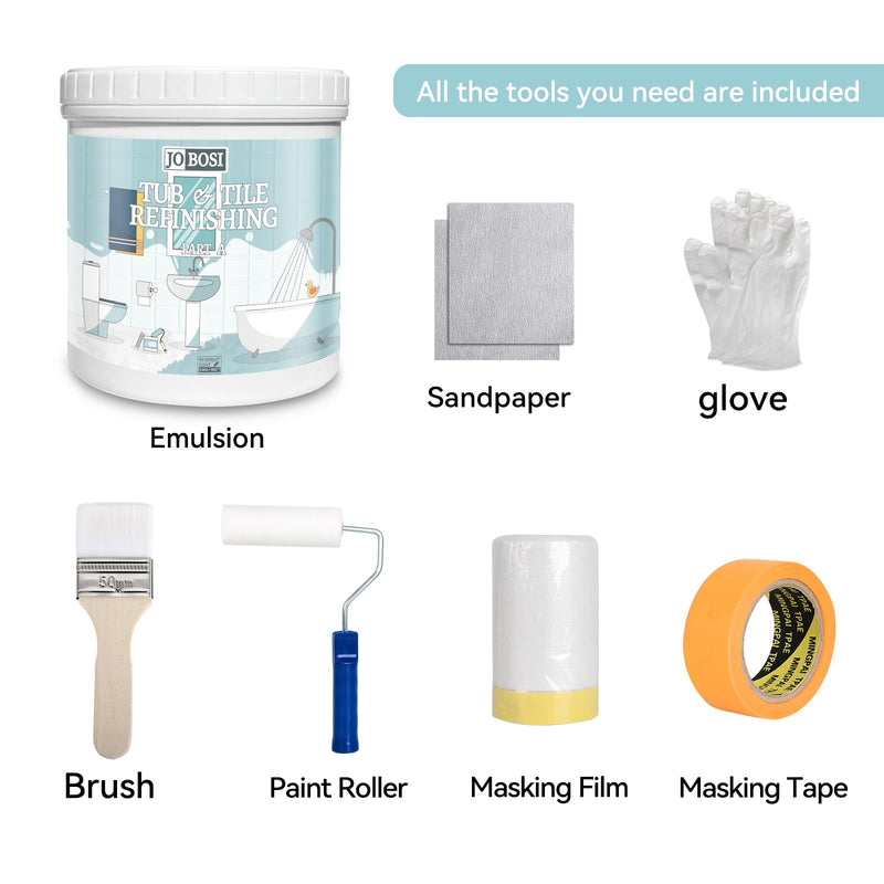 Waterbased Tile Paint and Tile Refinishing Kit 16.0 Fl Oz， Quick-Dry TilePaint for Wall ，Floor, Sink Bathtub Paint for Bathroom, Kitchen, Toilets, Water Based，25-30sq.ft 16 Ounce (Pack of 1) White