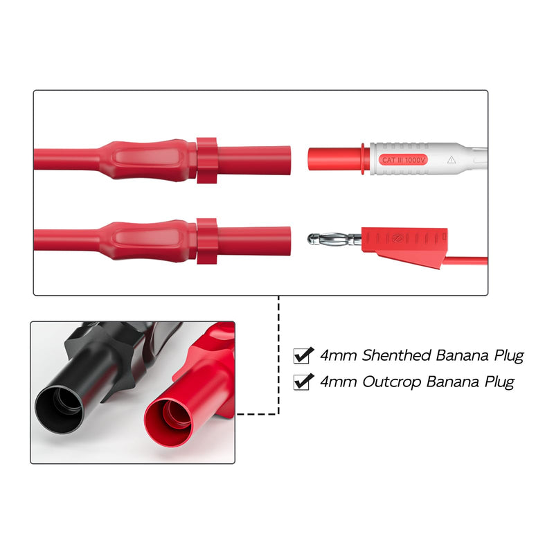 Goupchn Multimeter Automotive Test Leads Kit with Wire Piercing Clip Puncture Probes 4mm Banana Plug Extension Test Cable Set P1033B