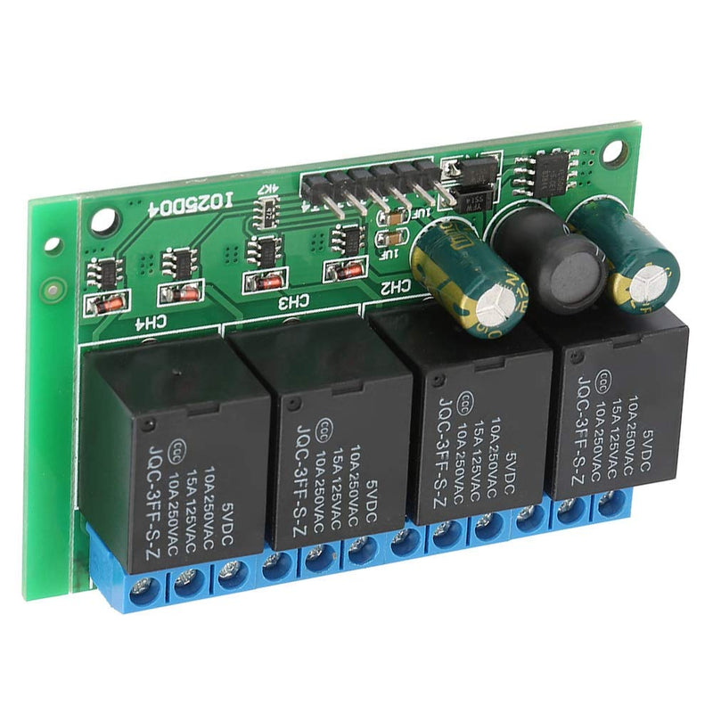 Relay Module, 4 Channels Flip-Flop Low Pulse Trigger Self-Locking Relay Module 6-24VDC