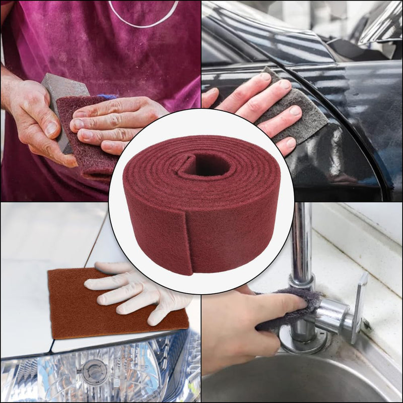 Maroon General Purpose Scuff Pads, Scuffing, Scouring Pad, Sanding, Paint Primer Prep Scratch - Surface Preparation Pad Car Auto Body Woodworking 7447-Premium, 4.7 Inches*15 Feet