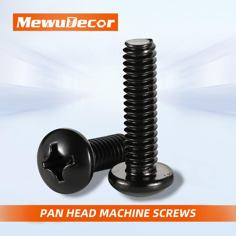 8-32 x 1 (1/4" to 3" Available) Pan Head Machine Screws, Full Thread, 304 Stainless Steel 18-8, Black Oxide, 50 PCS 8-32 x 1"