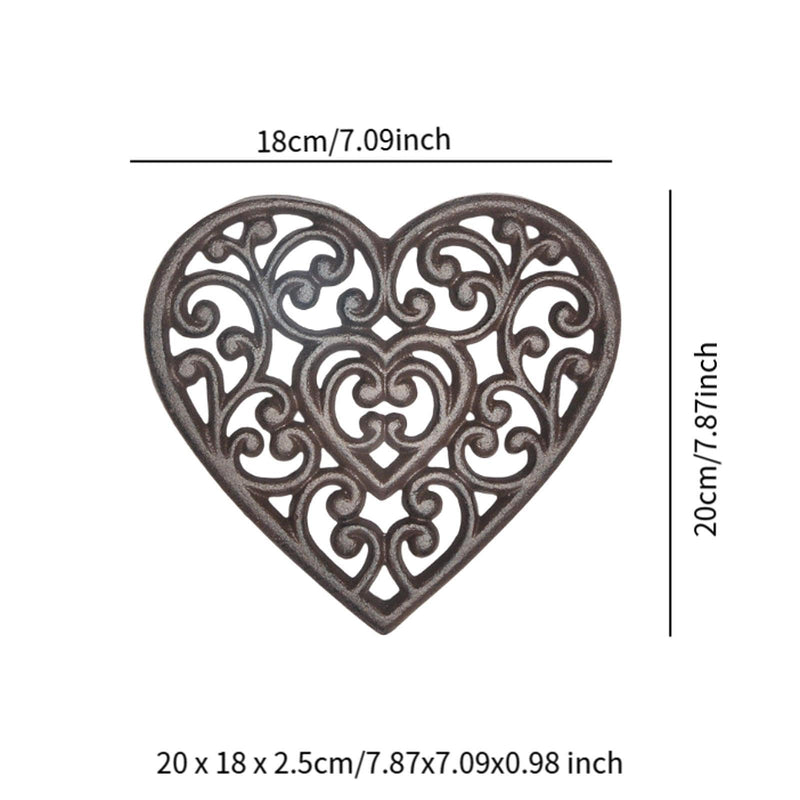 Cast Iron Trivet, Heavy Duty Rustic Metal Hot Pot Pad, Vintage Hot Plate Trivet for Kitchen Countertop Dining Table, Heart