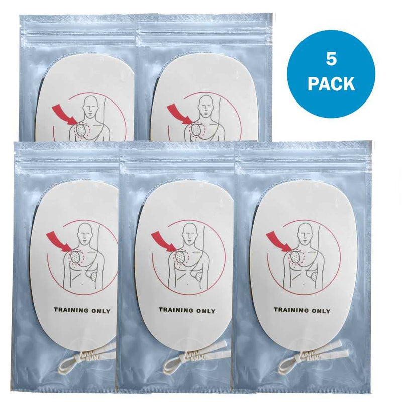 WNL Products AED Trainer Pads - 5 Pack Replacement Practi-Trainer Electrode Pads XFTAP Compatible with WL120ES10 and WL220ES0 Practi-Trainers (Adult Pads) Adult