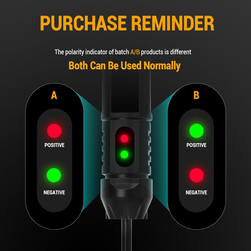 Heavy Duty 3-72V Digital LED Automotive Test Light, Circuit Tester with Polarity Indicate and Illuminating Lights, Car Truck Low DC Voltage Light Tester with Stainless Probe & 142 Inch Extended Wire