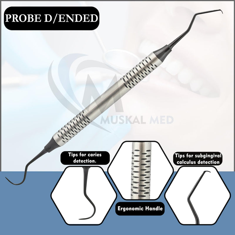 Black Titanium Set of 3 Instruments Basic Dental Set Mirror Explorer College Cotton Plier Hollow Handle Dental Instruments Black Titanium Set Of 3
