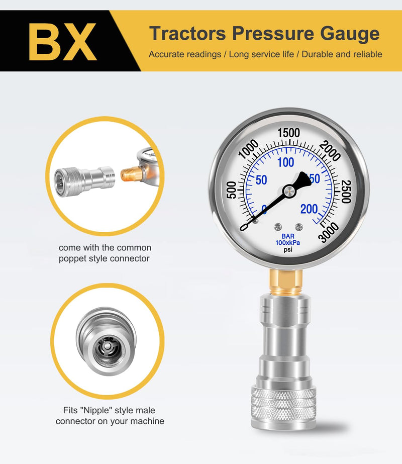 Yoursme Pressure Boost kit for Kubota B (2016 and Older BX) Pressure Gauge and Hydraulic Shims Kit Hydraulic Pressure Adjustment Kit