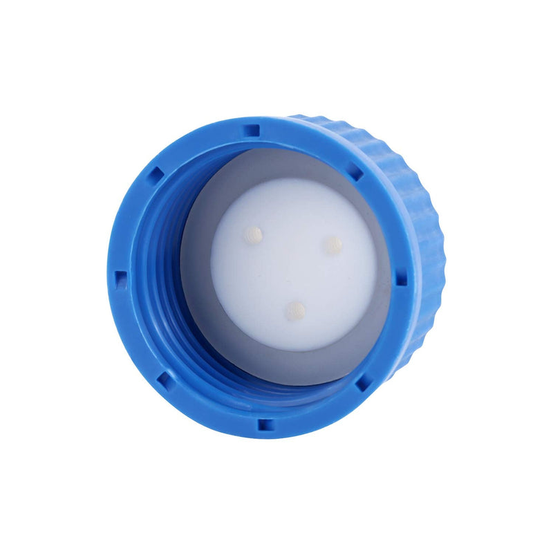Moonetto Blue GL45 3-Port Safety Filling Cap with Three Holes for Glass Bottles, 1/8 Inch OD Tubing, Complete Kit (2 pc) 2
