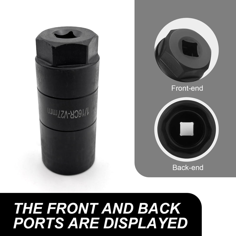 Pack-1 Car Oil Pressure Sensor Socket, 3/8" Actuator 1-1/8" Hex Wrench Fits 1-1/16" Switch, Unicersal Oil Pressure Switch Socket for Quick Removing/Installing Oil Sending Unit (Black) 1 PC Black