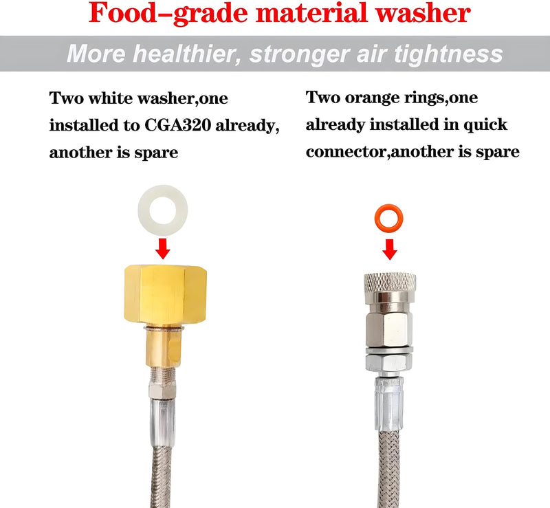 Soda Terra Machine Co2 Adapter Quick Connector Stainless Steel Hose Compatible with Terra DUO Art Gaia Soda Series (60inch)