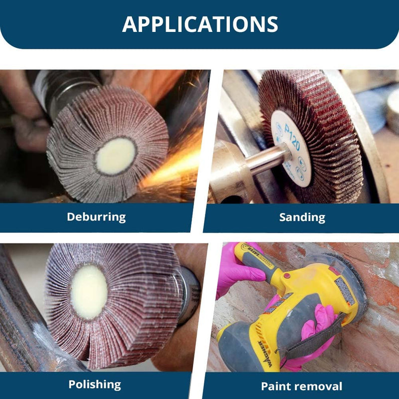 Benchmark Abrasives Aluminum Oxide 2 Inch Flap Wheel - 1” Length 1/4" Shank Mounted Sander for Deburring, Sanding, Grinding, Paint Removal - Polishing Wheel for Drill & Grinder (10 Pack) - 40 Grit