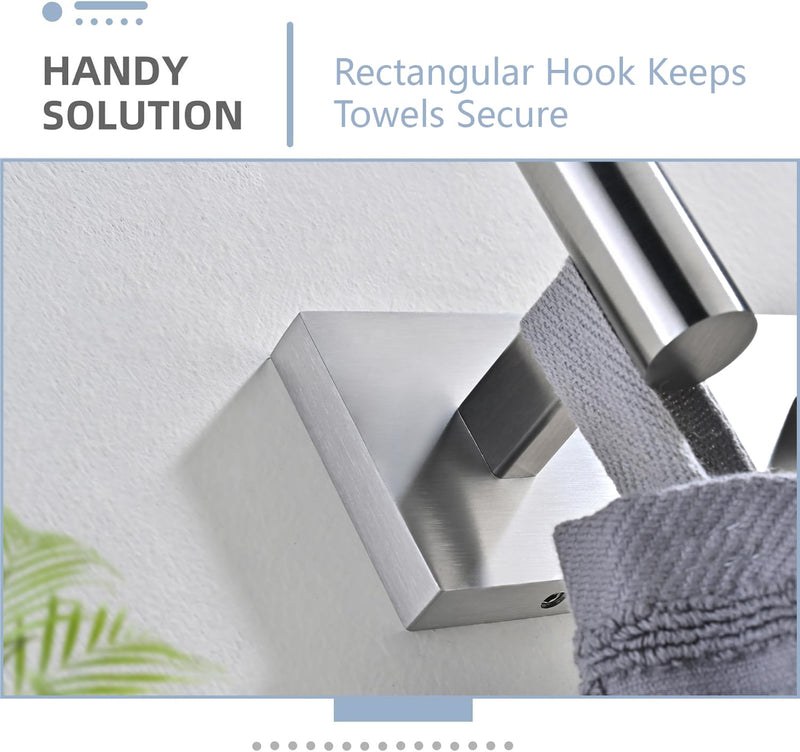 Toilet Paper Holder Wall Mount with 2 Towel Hooks, Brushed Nickel Bathroom Hardware Set, SUS304 Stainless Steel Toilet Paper Roll Holder and Robe Hook Set for Bathroom, RV, Kitchen