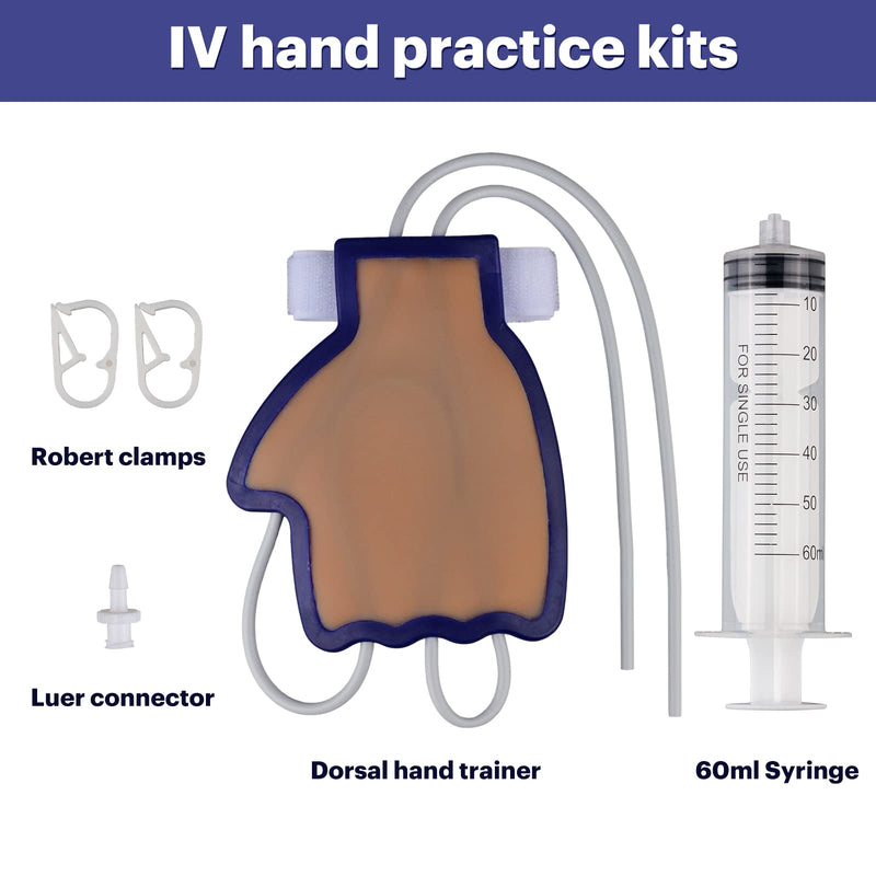 SimCoach Phlebotomy and Venipuncture Practice Kit, Wearable IV Practice Trainer Kit, Dorsal Hand Injection Trainer, IV Start Kit for Injection Training, Medical Education, Nursing School Essentials Black