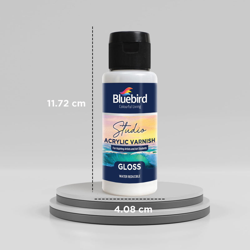 Bluebird Studio Gloss Varnish for Acrylic Painting, 3.4 Fl Oz, Non-Yellowing, Non-Toxic, Anti-Crazing, Basic Varnish for Pro Artists, Hobby Painters & Kids