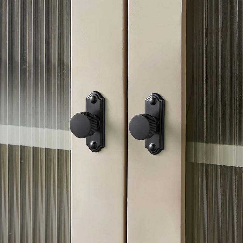 Goo-Ki Black Zinc Alloy Cabinet Knob with Backplate - Single Hole Center Cabinet Pull Hardware for Bedroom, Kitchen, 2 Pack（9596-C）