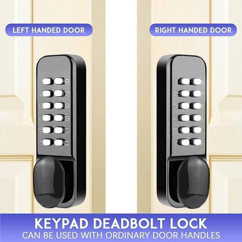 Keyless Entry Door Lock, Keypad Deadbolt, Mechanical Combination Doors Lock, Passcode Code Gate Lock with Handle Set, Black
