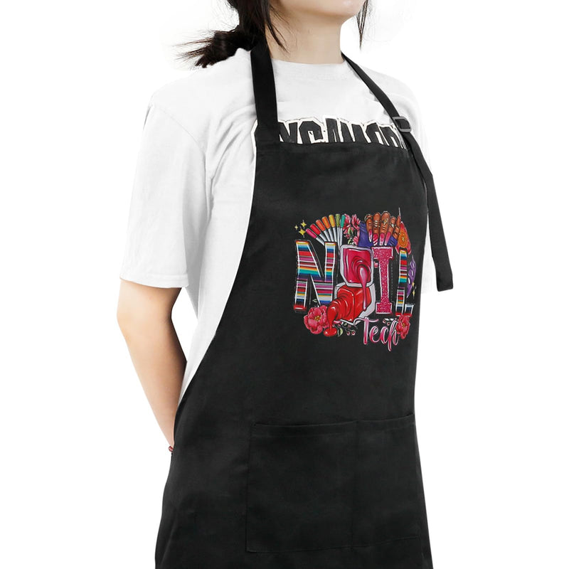 Adjustable Manicurist Apron, Waterproof Nail Tech Apron with 2 Pockets, Professional Cosmetics Apron Nail Polish