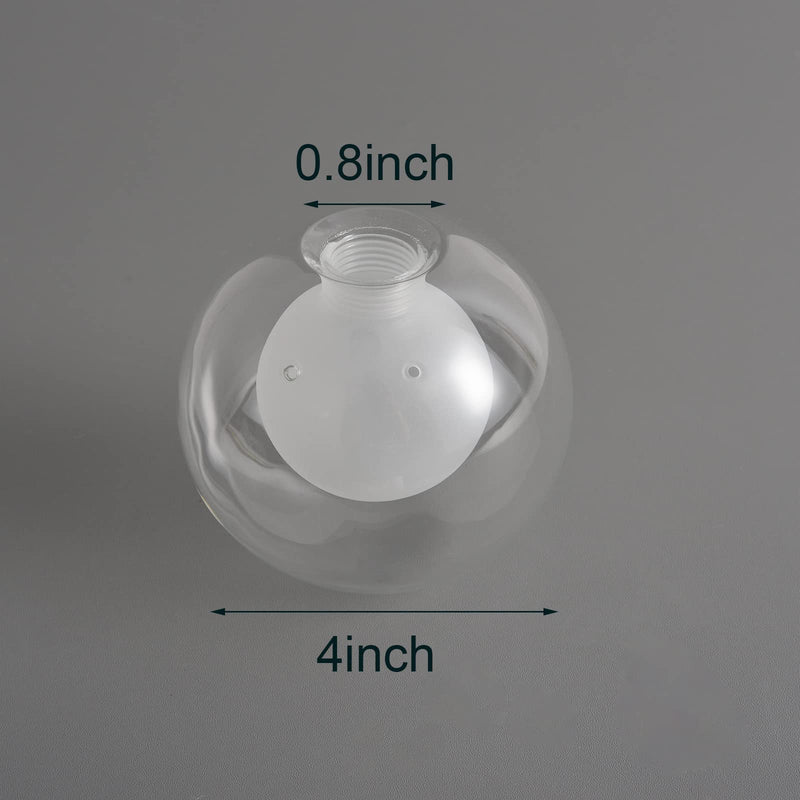 Lighting Replacement Glass Lampshade 4 Inch Milky White Glass Dome Cover Round Globe 0.8 Inch Fitter for G9 Bulb Replacement (transparent and white)