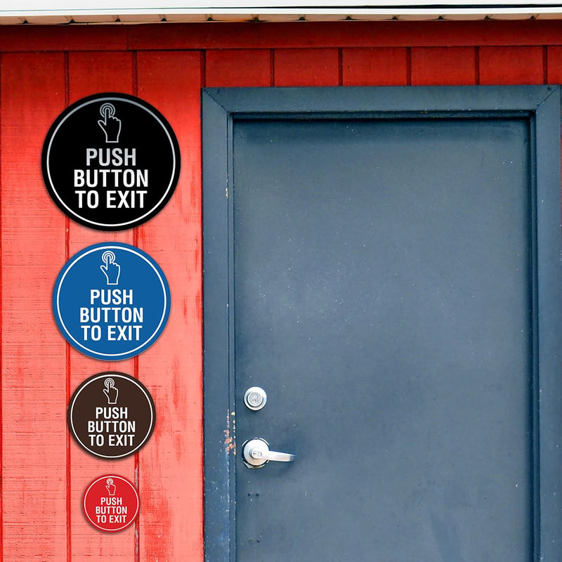 Signs ByLITA Circle Push Button To Exit Sign (Red) - Small (5 Pack) 4"- Small (5 Pack) Red