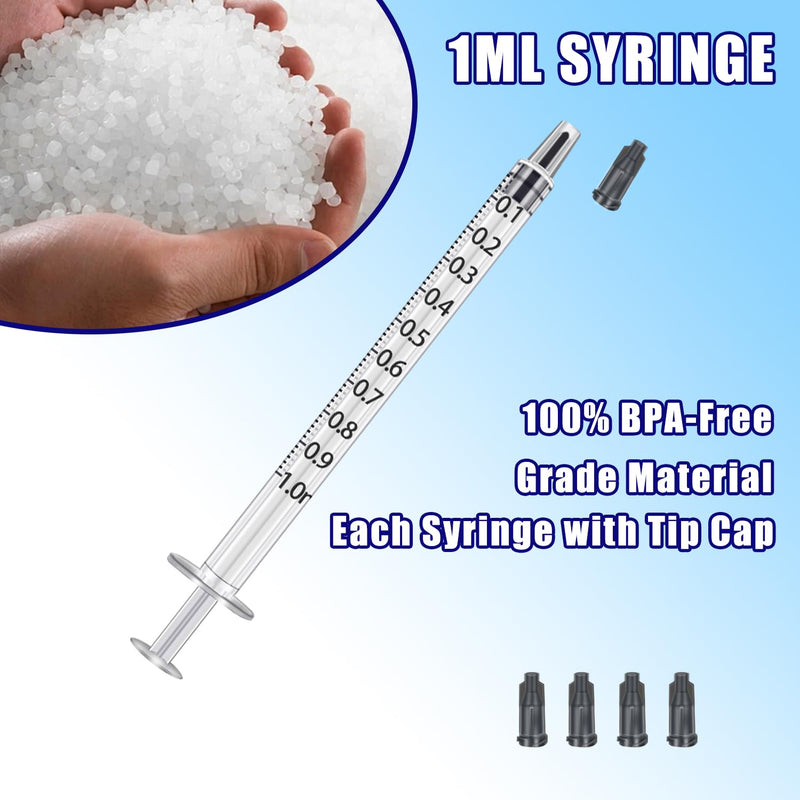 1ml Syringes with Caps (Pack of 100) 1ml White - 100pcs