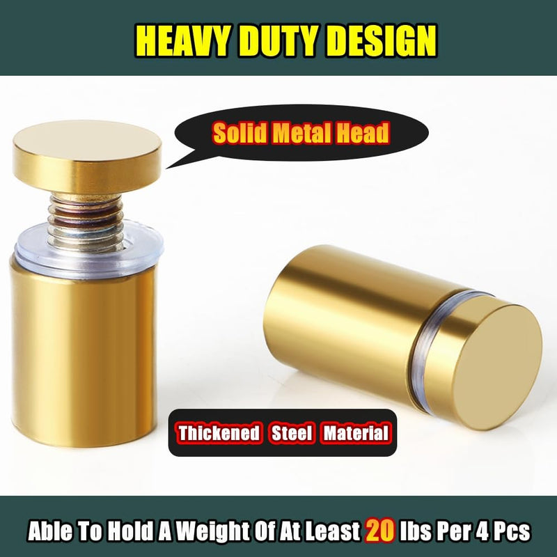 Alise 3/4"x1" Sign Standoff Screws,Wall Mount Glass Standoff Advertising Nail for Hanging Acrylic Picture Frame Glass Acrylic Signs,Stainless Steel Gold Sign Mounting Bracket Hardware,Pack of 8 19x25mm