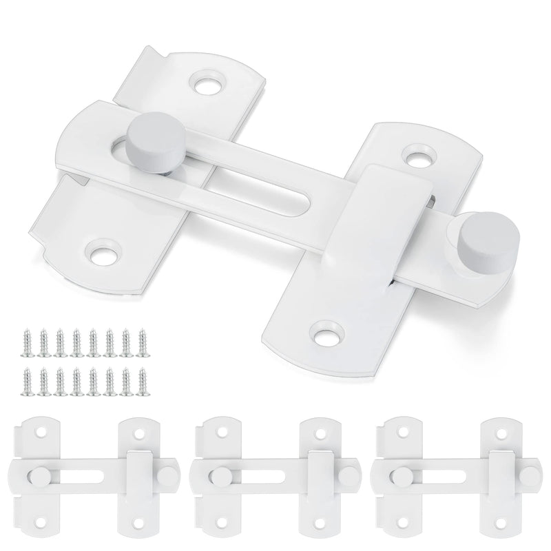 2 Packs Barn Door Latches，3.93” x 2.75” White Stainless Steel barn gate flip Door Latch Bi-fold Door Lock,Sliding Door Antique Lock Gate Latches Wine Cabinet Closet Door Latches，White Finish