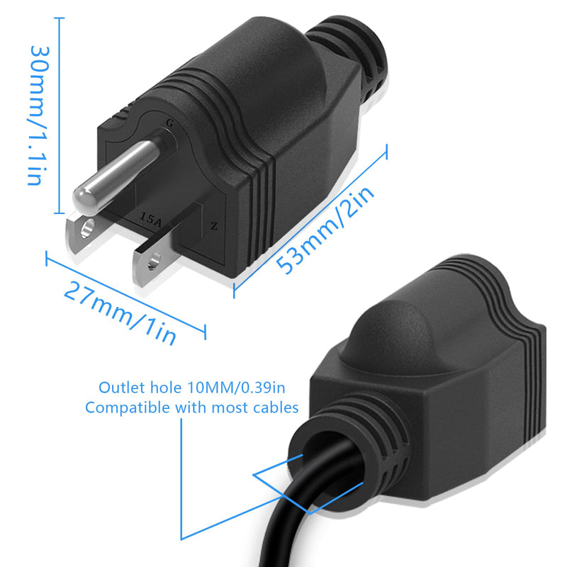 Replacement Plugs, 3 Pack 3 Prong Replacement Plug with 1 Screwdriver, Replacement Plug 3 Prong , Neutral Ground Bonding Plug, 3 Wire 15A 125V Male Plug, Power Plug Replacement, Black 3 pcs plug-black