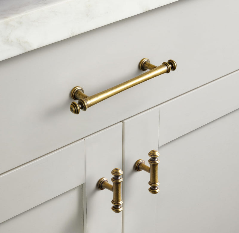 Goo-Ki 6 Pack 3 in（76mm） Hole Center Cabinet Pulls Antique Brass Zinc Alloy Kitchen Drawer Pulls Drawer Handles 9618-GT-76 3 In Hole Centers