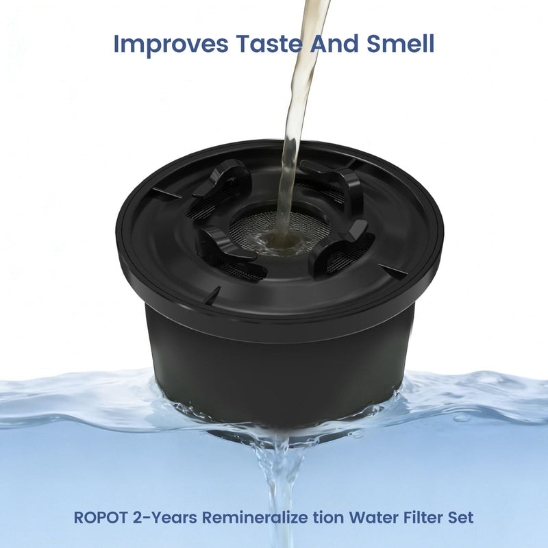 RO100ROPOT Remineralization Water Filters Replacement, Compatible with Bluevua RO100ROPOT and RO100ROPOT(UV) Systems, Alkaline for Reverse Osmosis Filter, Remineralize and Increase pH, Pack of 4