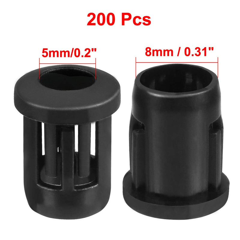 uxcell 200Pcs Lamp Socket Light-emitting Diode Holder Clip Bezel Mount 5mm LED Holders Panel Display Plastic Black