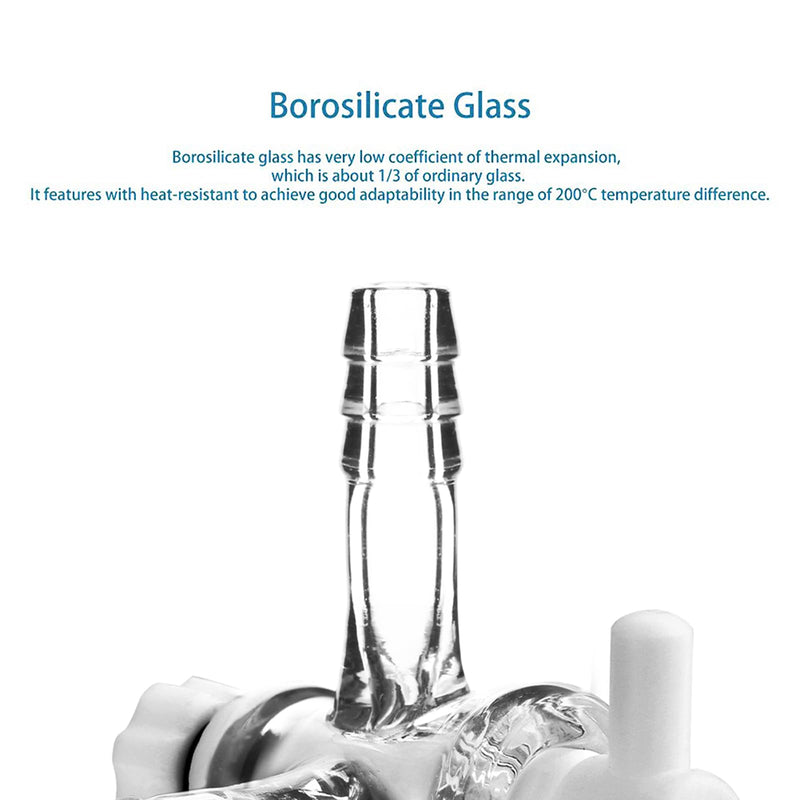 stonylab Vacuum Glass 3-Way Flow Control Adapter with PTFE Valve, Triple Hose Connection, Lab Distillation Tool for Flow Controlled Application, 1 Pack