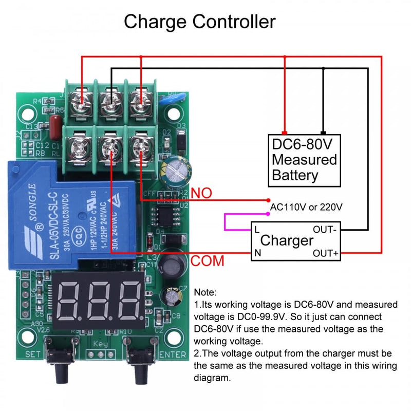 Voltage Monitor Module, A30-U1 30A DC 99.9V Voltage Detection Control Relay with Delay Battery Charge Discharge Timer with Overvoltage Undervoltage Control