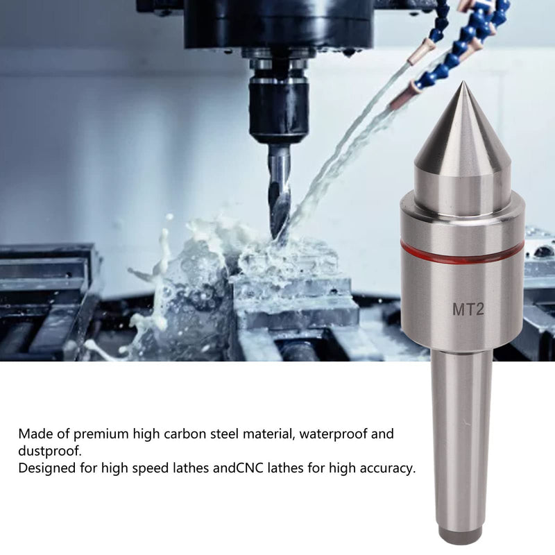 MT2 Live Center, Heavy Duty High Carbon Steel Deep Grooved Ball Bearing 60° Taper Metal Wood Lathe Tool for Lathe