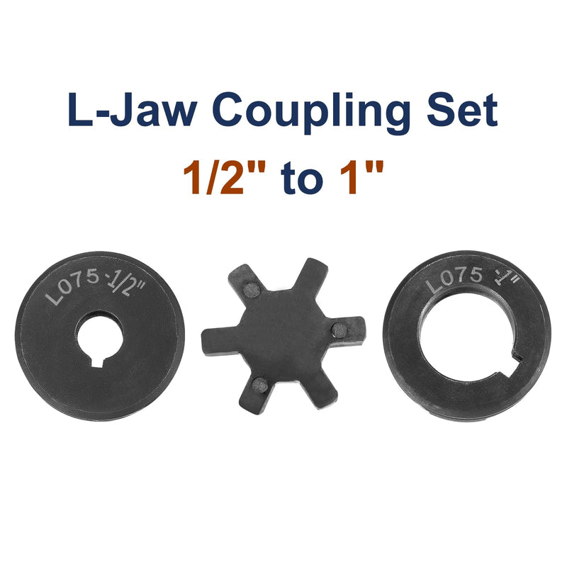 uxcell 1/2" to 1" L075 Flexible 3-Piece L-Jaw Coupling Coupler Set & Buna-N NBR Rubber Spider for Log Splitter Hybrid Equipment